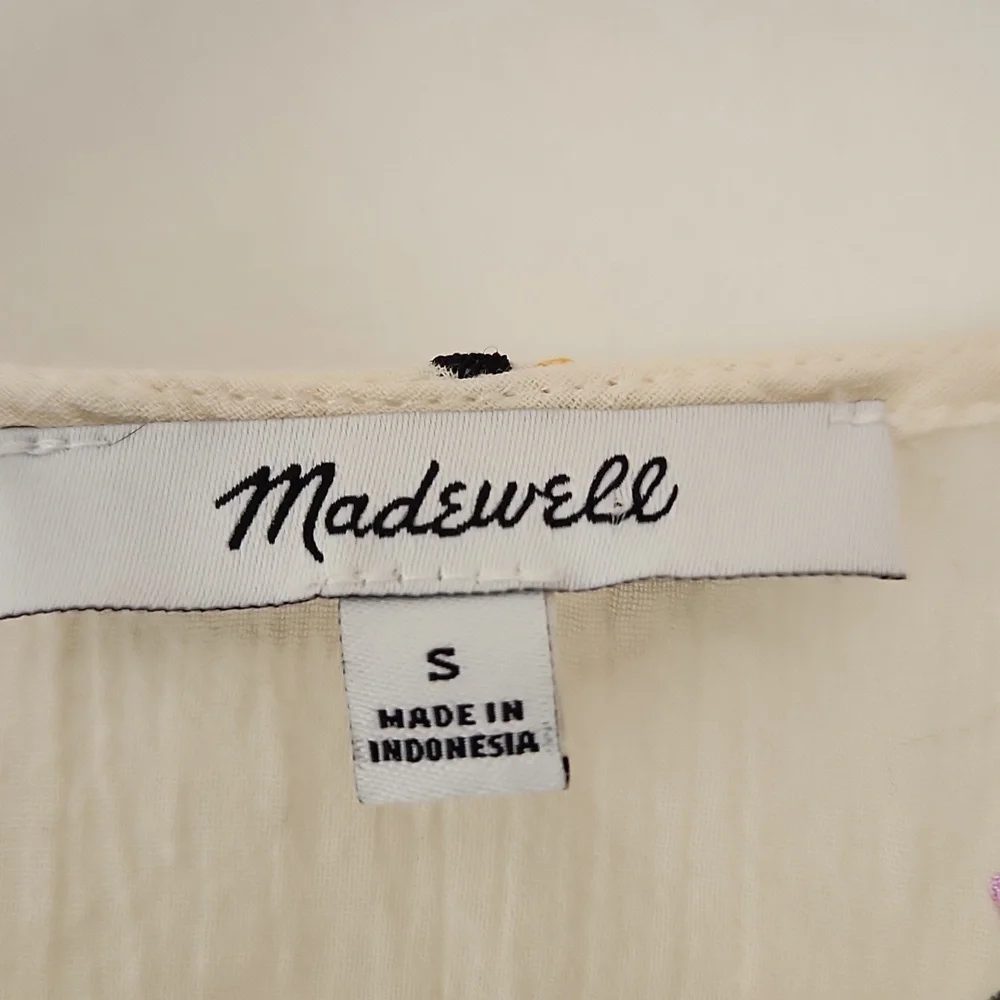 Madewell | Gazebo Embroidered Rainbow Gauze Ruffle Short Sleeve Blouse Top S‎